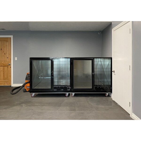 K9 Kennel Store Quick N Clean Side By Side Jumbo Galvanized Cage Banks - QCGVSBSJCB2