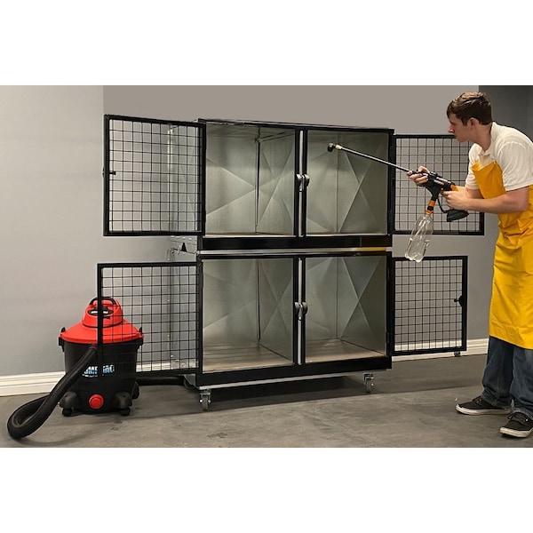 K9 Kennel Store Quick N Clean Galvanized Cage Bank 2 or 4 Units - QCCBGV2O4U