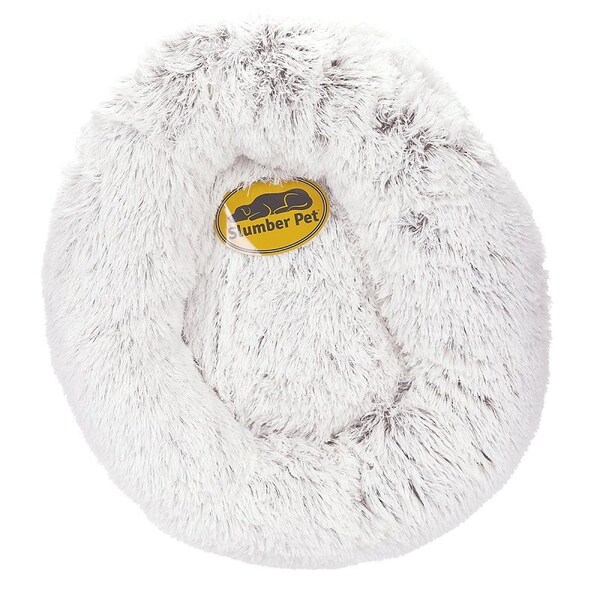 Slumber Pet Plush Cuddler Bed, 18 in L, 11 in W, Round, Bumper Style Pattern, Polyester Cover, Cream - ZW1652 18 11