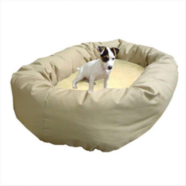 Majestic Pet 24 in. Small Bagel Bed- Khaki and Sherpa - 788995612254