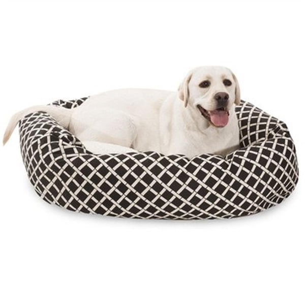 River Soap Co MajesticPet  40 in. Bamboo Sherpa Donut Pet Bed, Black - 788995544029