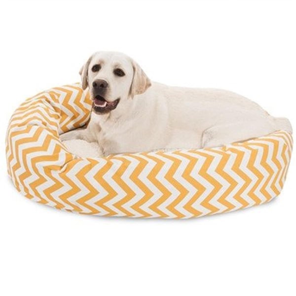 River Soap Co MajesticPet  40 in. Zig Zag Sherpa Donut Pet Bed, Yellow - 788995544265