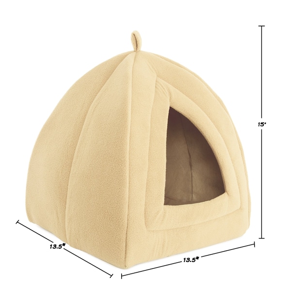 Pet Adobe Pet Bed, Igloo Soft Indoor Enclosed Covered Tent with Removable Cushion for Cats/Small Pets (Tan) - 235113FVB