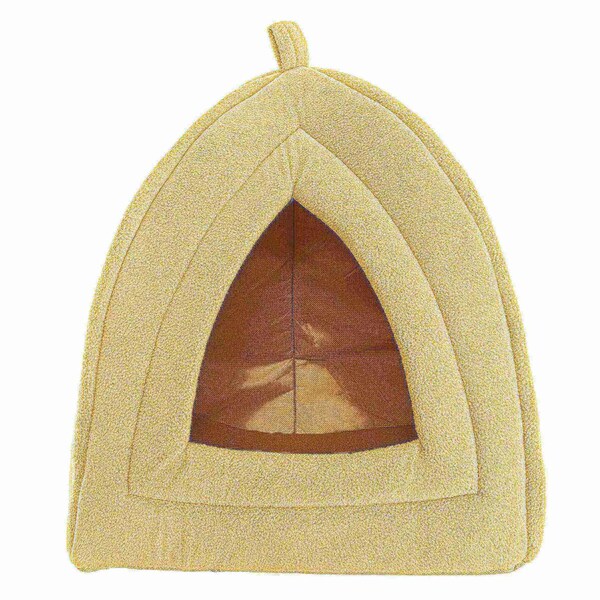 Pet Adobe Pet Bed, Igloo Soft Indoor Enclosed Covered Tent with Removable Cushion for Cats/Small Pets (Tan) - 235113FVB