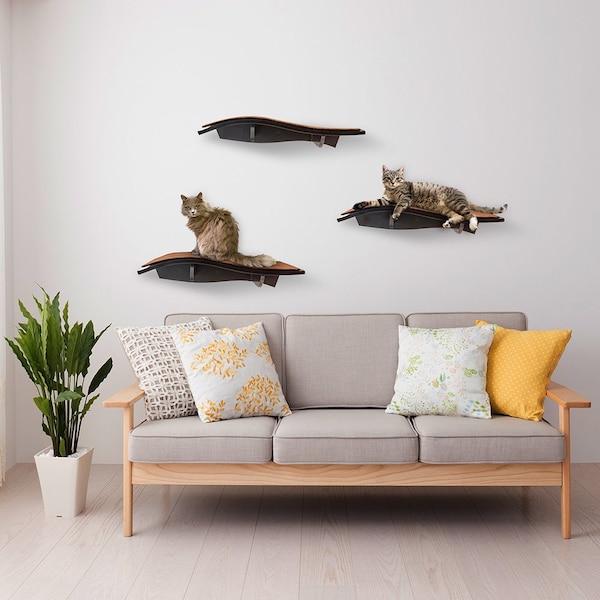 Arf Pets Wall-Mounted Wooden Cat Perch Shelf, PK 2 - APCP2PCK
