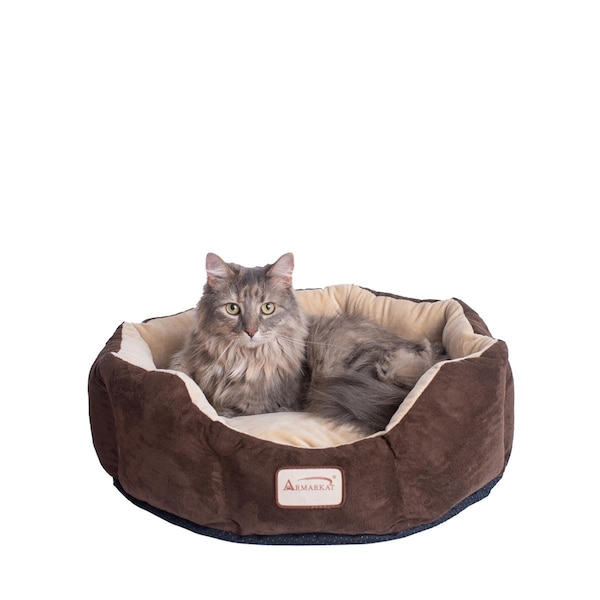 Petpride C01HKF-MH Armarkat Pet Bed Cat Bed 20 x 20 x 8 - Mocha & Beige - PE8285