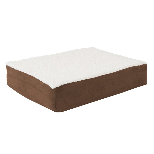 Pet Adobe Orthopedic Sherpa Top Pet Bed with Memory Foam and Removable Cover 20x15x4 Brown by Pet Adobe - 516981YOY