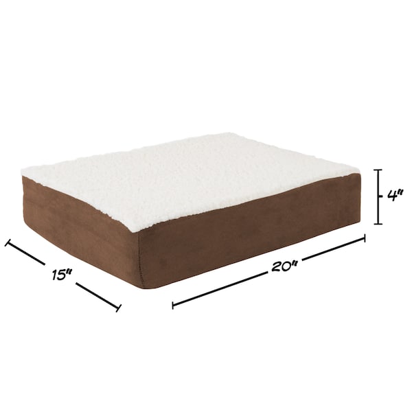 Pet Adobe Orthopedic Sherpa Top Pet Bed with Memory Foam and Removable Cover 20x15x4 Brown by Pet Adobe - 516981YOY