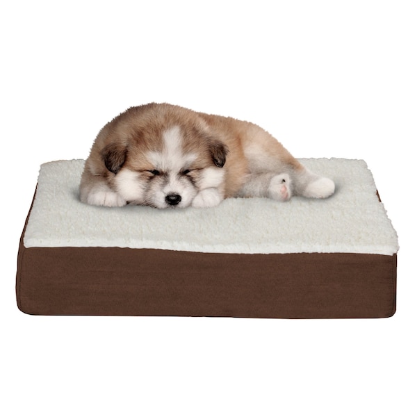 Pet Adobe Orthopedic Sherpa Top Pet Bed with Memory Foam and Removable Cover 20x15x4 Brown by Pet Adobe - 516981YOY