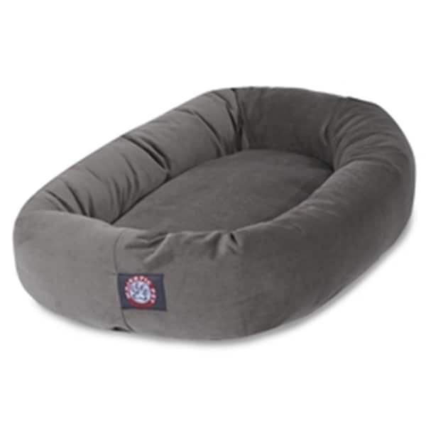 Majestic Pet 32 in. Gray Suede Bagel Dog Bed - 78899567303