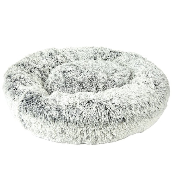 Slumber Pet Plush Cuddler Bed, 48 in L, 17 in W, Round, Bumper Style Pattern, Polyester Cover - ZW1652 48 17