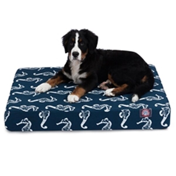 Majestic Pet Navy Sea Horse Medium Orthopedic Memory Foam Rectangle Dog Bed - 78899551452