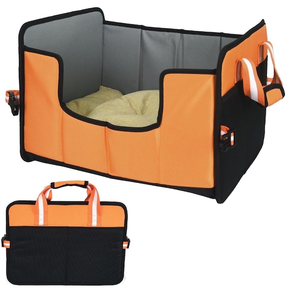 Petpurifiers Travel-Nest Folding Travel Cat & Dog Bed, Orange - Small - PE3169832
