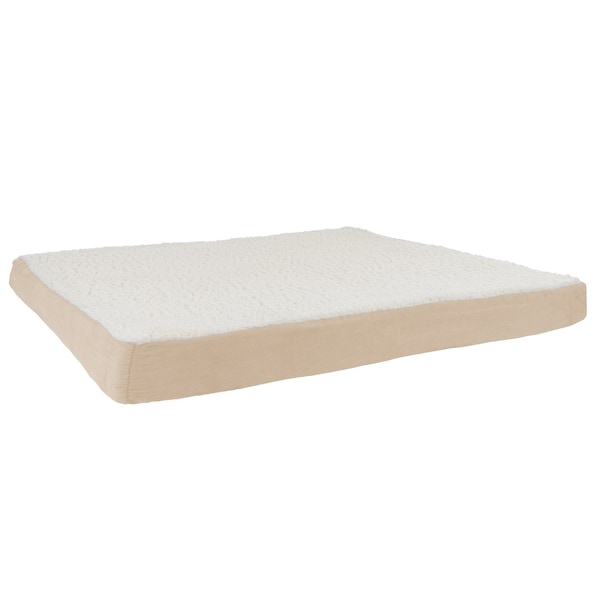 Pet Adobe Orthopedic Sherpa Top Pet Bed with Memory Foam and Removable Cover 44x35x4.75 Tan by Pet Adobe - 561543ACI