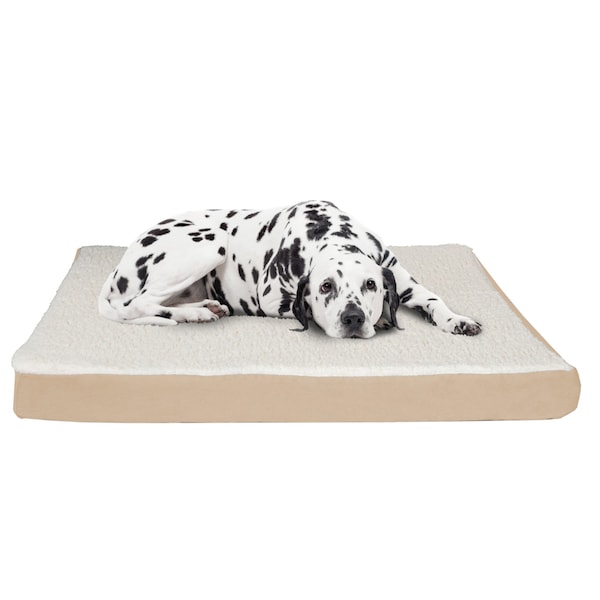 Pet Adobe Orthopedic Sherpa Top Pet Bed with Memory Foam and Removable Cover 44x35x4.75 Tan by Pet Adobe - 561543ACI