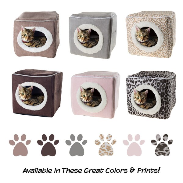Pet Adobe Indoor Cat Pet Bed Cave, Enclosed Cavern with Removable Cushion Pad for Cats/Small Animals, Gray - 323530ZYA