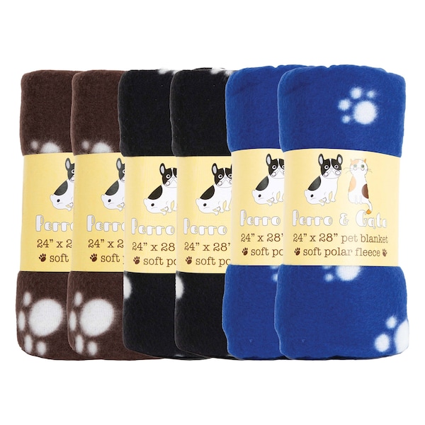 Monarch Brands Pet Blankets, 6PK - PNP-PB-24X28-PAWS