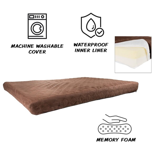 Pet Adobe Waterproof Memory Foam Pet Bed for Indoor/Outdoor Water Resistant/Washable Cover 36 in x 27 in Brown - 898638XUA