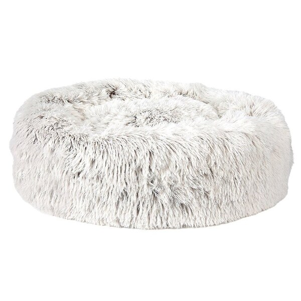 Slumber Pet Plush Cuddler Bed, 36 in L, 11 in W, Round, Bumper Style Pattern, Polyester Cover, Cream - ZW1652 36 11