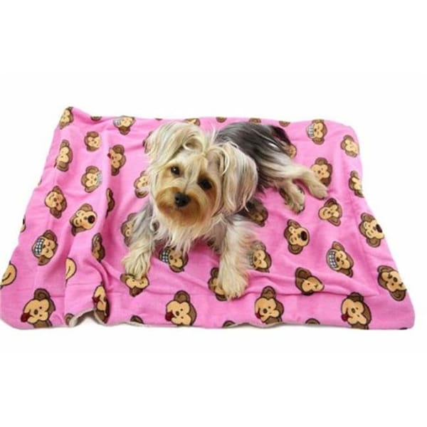 Klippo Pet Klippo Pet KBLNK055 Silly Monkey Ultra-Plush Blanket; Pink - One Size - KBLNK055