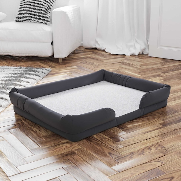 Flash Furniture Gray 44x34 Orthopedic Memory Foam Bolster Dog Bed - AJ-ORTHO-00190-GY-GG