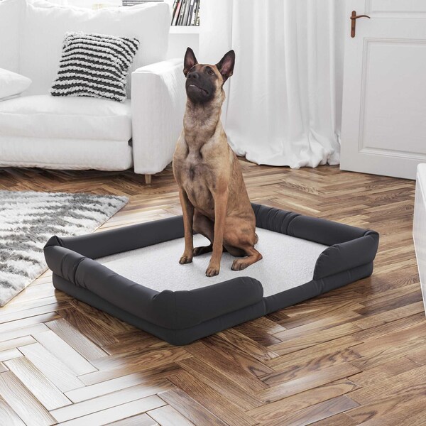 Flash Furniture Gray 44x34 Orthopedic Memory Foam Bolster Dog Bed - AJ-ORTHO-00190-GY-GG