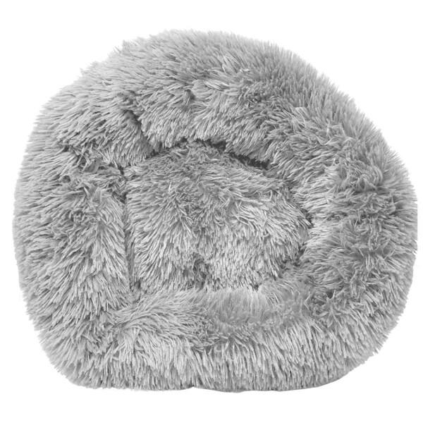 Petpurifiers Nestler High-Grade Plush & Soft Rounded Dog Bed, Grey - Large - PE2640421