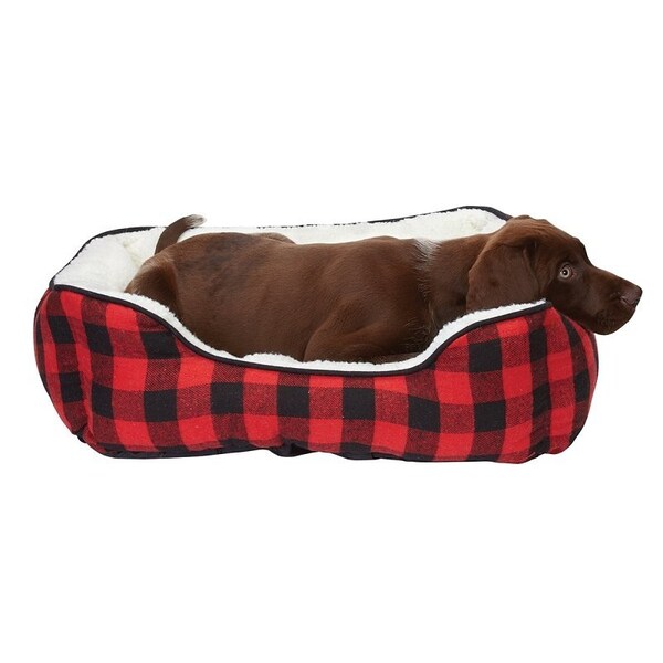 Petedge Slumber Pet Cuddler Bed, 20 in L, 16 in W, Arrow Pattern, Polyester Fill, Sherpa Cover, Red - ZA2227 19 83