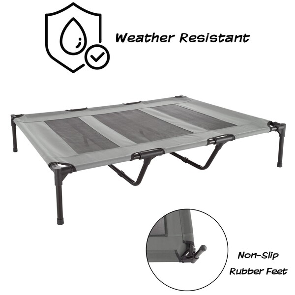 Pet Adobe Elevated Portable Pet Bed Cot-Style 48”x35.5”x9” for Dogs and Small Pets | Indoor/Outdoor (Gray) - 532169MPL