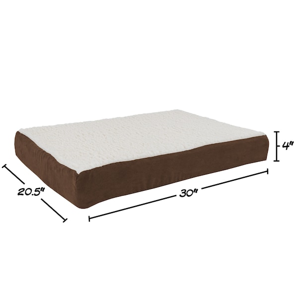 Pet Adobe Pet Adobe Memory Orthopedic Foam Dog Bed- Sherpa Top and Removable Cover- 30x20.5x4, Brown - 570736QWY