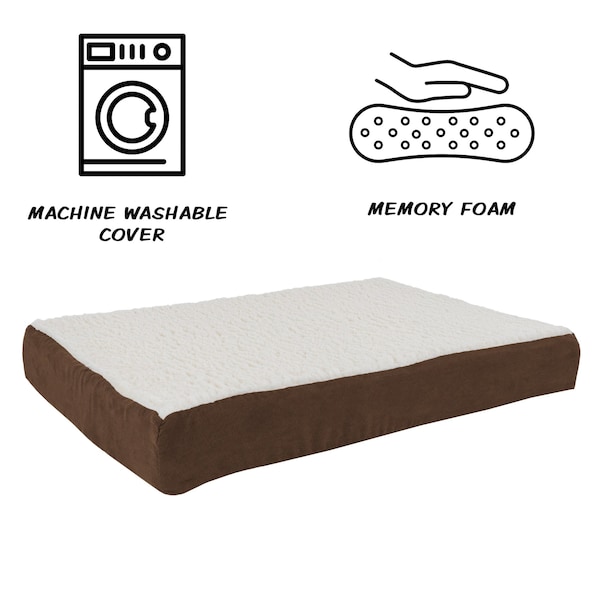 Pet Adobe Pet Adobe Memory Orthopedic Foam Dog Bed- Sherpa Top and Removable Cover- 30x20.5x4, Brown - 570736QWY