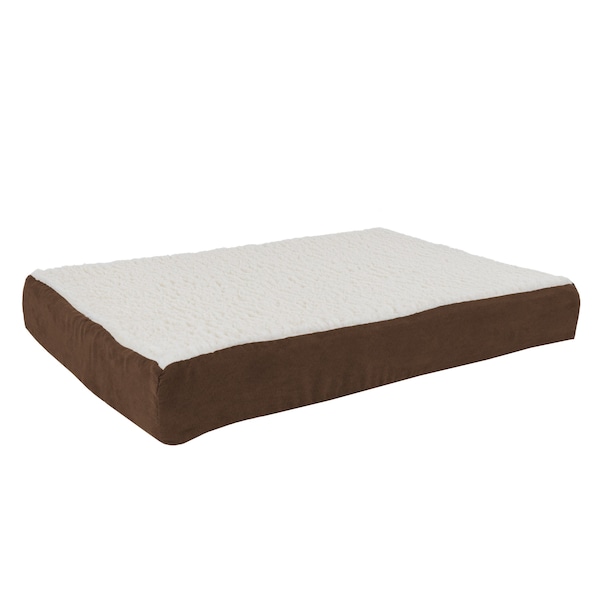 Pet Adobe Pet Adobe Memory Orthopedic Foam Dog Bed- Sherpa Top and Removable Cover- 30x20.5x4, Brown - 570736QWY