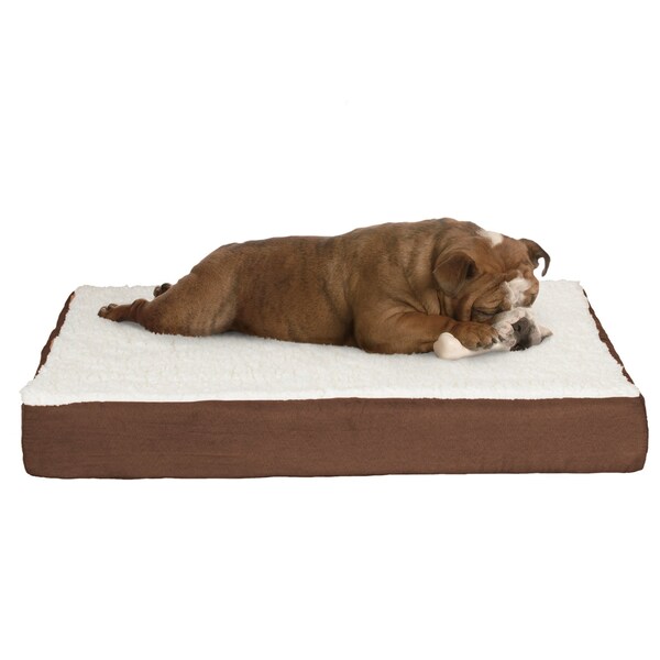 Pet Adobe Pet Adobe Memory Orthopedic Foam Dog Bed- Sherpa Top and Removable Cover- 30x20.5x4, Brown - 570736QWY