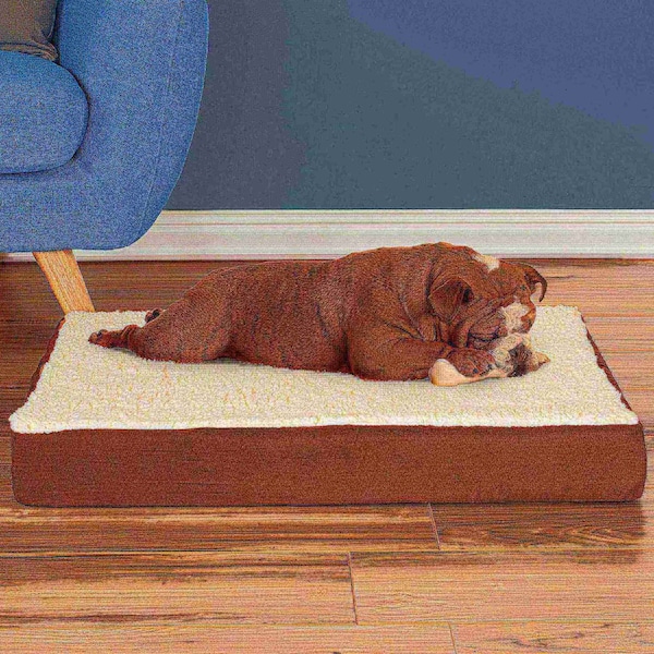 Pet Adobe Pet Adobe Memory Orthopedic Foam Dog Bed- Sherpa Top and Removable Cover- 30x20.5x4, Brown - 570736QWY