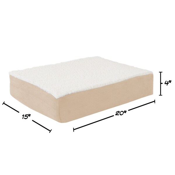 Pet Adobe Orthopedic Sherpa Top Pet Bed with Memory Foam and Removable Cover 20x15x4 Tan by Pet Adobe - 907354ZQF