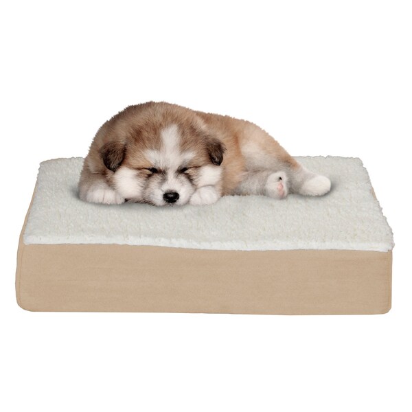 Pet Adobe Orthopedic Sherpa Top Pet Bed with Memory Foam and Removable Cover 20x15x4 Tan by Pet Adobe - 907354ZQF