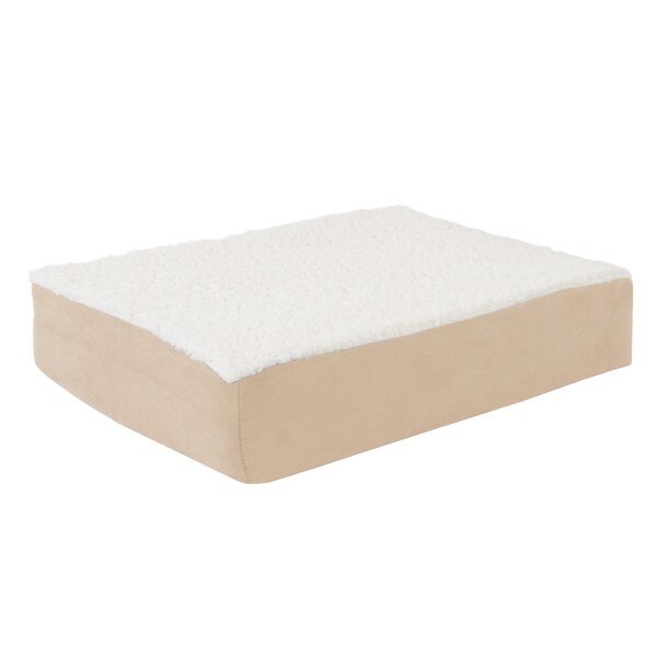 Pet Adobe Orthopedic Sherpa Top Pet Bed with Memory Foam and Removable Cover 20x15x4 Tan by Pet Adobe - 907354ZQF