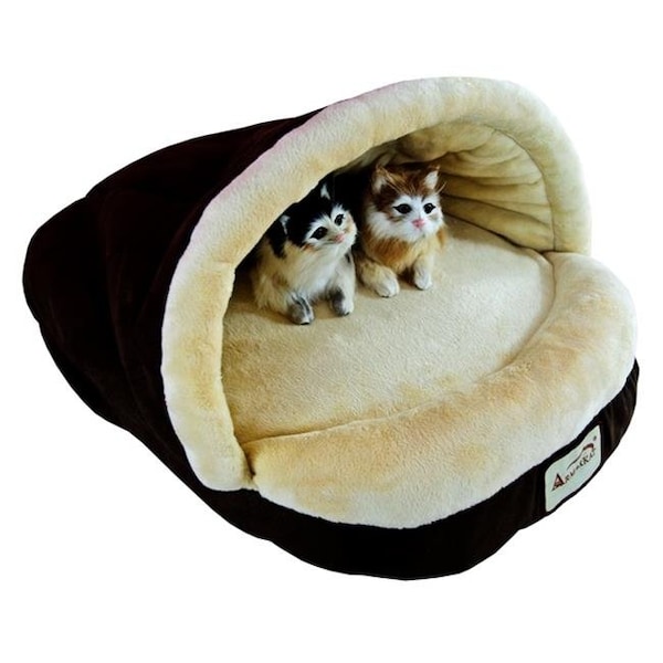 Aeromark Aeromark C05HKF-MH Armarkat Pet Bed Cat Bed 22 x 16 x 12 - Mocha & Beige - C05HKF/MH