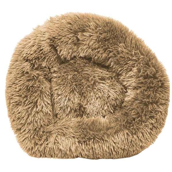 Petpurifiers Nestler High-Grade Plush & Soft Rounded Dog Bed, Khaki - Large - PE2640424