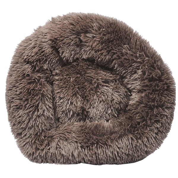 Petpurifiers Nestler High-Grade Plush & Soft Rounded Dog Bed, Brown - Large - PE2640422