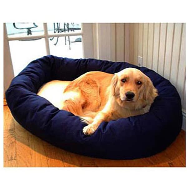 Majestic Pet 40 in. Large Bagel Bed- Blue and Sherpa - 788995612420