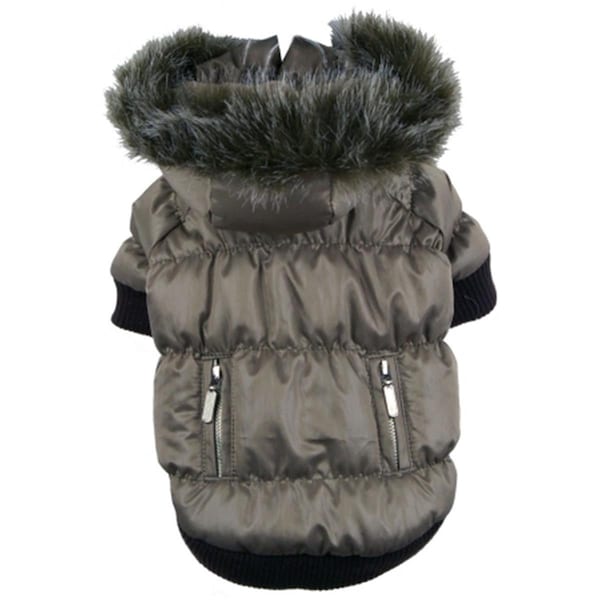 Petpurifiers Grey Metallic Fashion Parka with Removable Hood-SM - PE117104