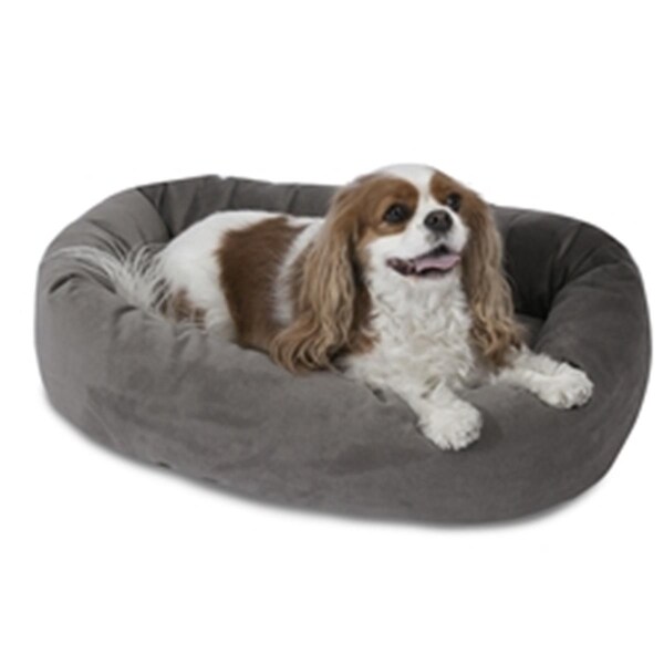 Majestic Pet 24 in. Gray Suede Bagel Dog Bed - 78899567203