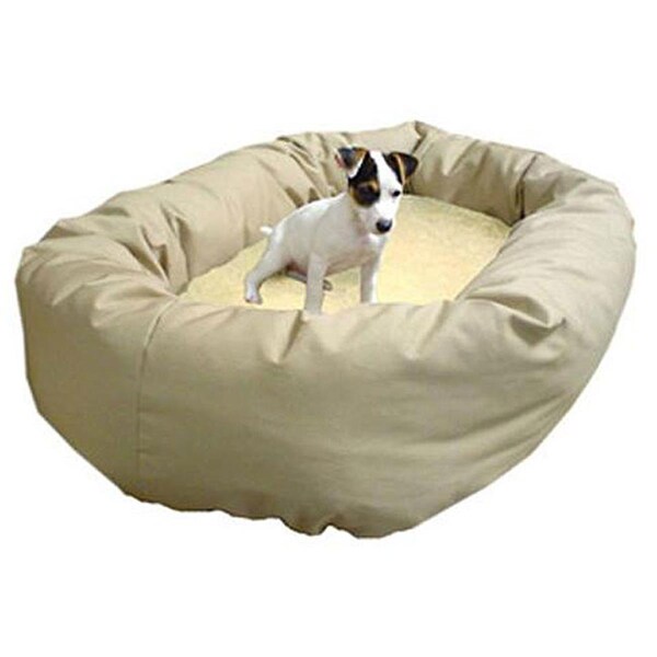 Majestic Pet 40 in. Large Bagel Bed- Khaki and Sherpa - 788995612452