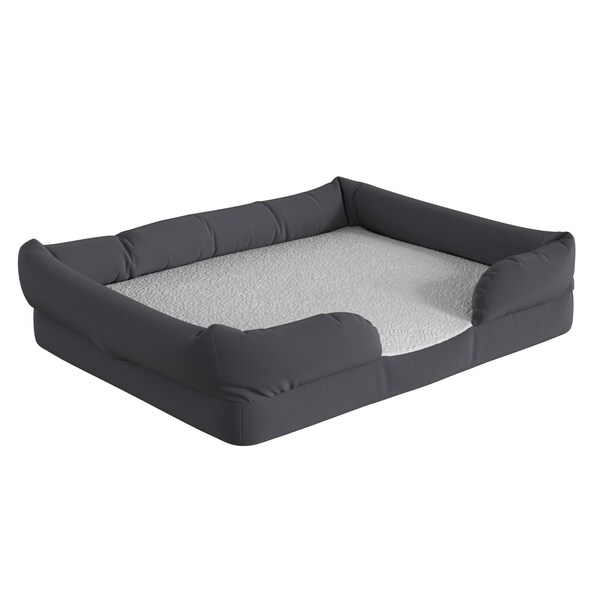 Flash Furniture Gray 36x28 Orthopedic Memory Foam Bolster Dog Bed - AJ-ORTHO-00189-GY-GG