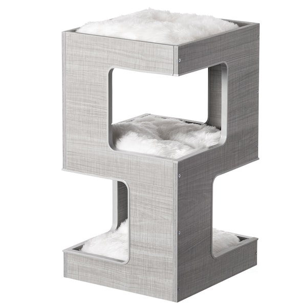 Quickway Imports Multi Level Modern Cat Climbing Tree House - with Removable Soft Blanket and Condo for Kittens - QI004558