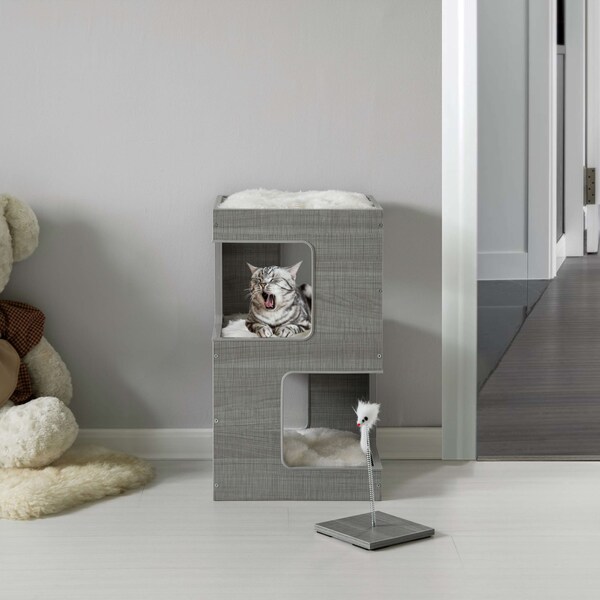 Quickway Imports Multi Level Modern Cat Climbing Tree House - with Removable Soft Blanket and Condo for Kittens - QI004558