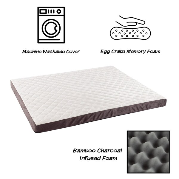 Pet Adobe Pet Bed Bamboo Charcoal Infused Odor Resistant Egg Crate Foam Orthopedic Cushion 44 x 35 x 2.75 - 932890INM