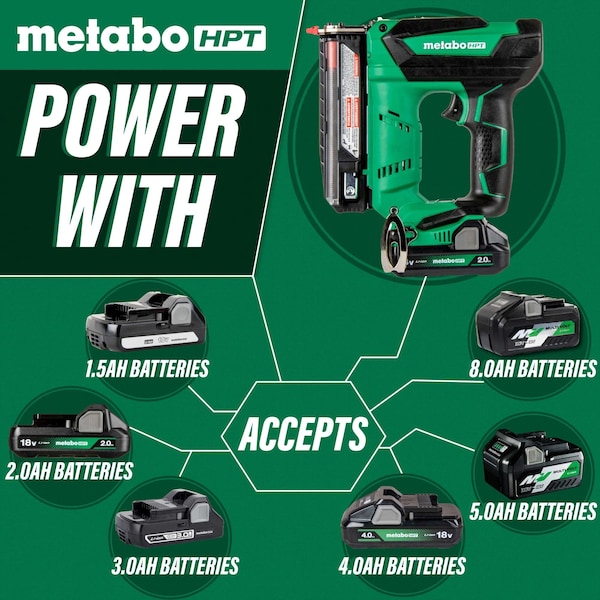 Metabo Hpt 18V MV Cordless Compact 23-Gauge Pin Nailer 1 x 2.0Ah - NP18DSALTM