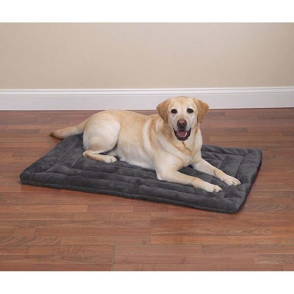 Slumber Pet ZW941 35 22 Plush Dog Mat, 35 in L, 22 in W, Plush Fur/Polyfiber Cover, Gray - ZW941 35 41